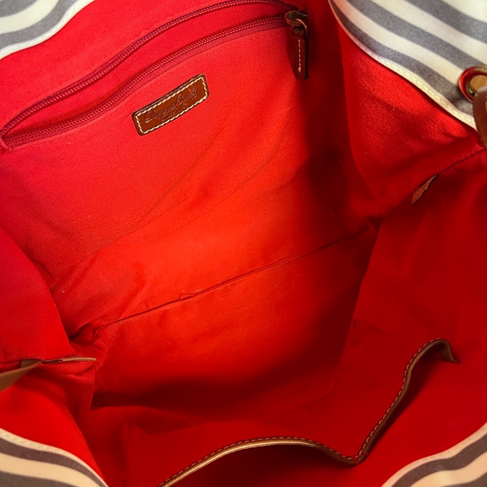 Dooney & Bourke Pink and Brown Canvas Tote with Leather Straps - Picture 9 of 14